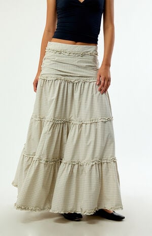 Dew Grid Print Maxi Skirt image number 1