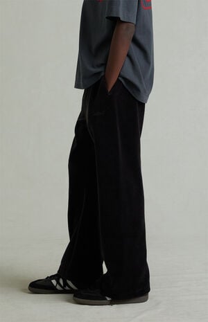 Kids Vintage Black Velour Flare Sweatpants image number 4