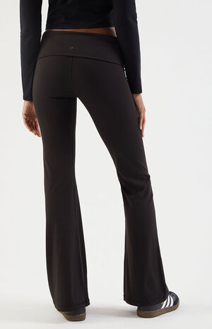 PAC WHISPER Black Active Fold-Over Waistband Flare Yoga Pants image number 4
