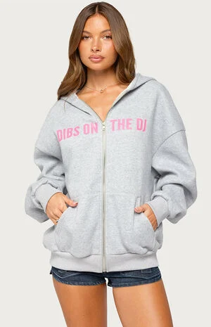 DJ Lover Oversized Zip Up Hoodie image number 1