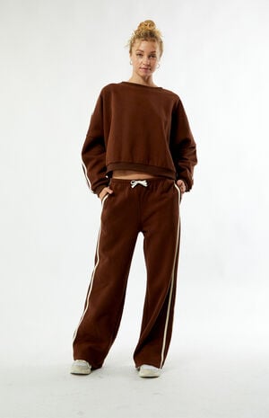Brown Contrast Crew Neck Sweatshirt image number 5