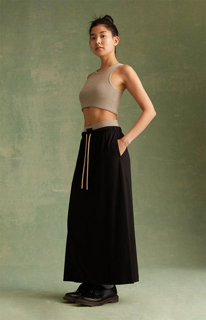 Fear of God ESSENTIALS Women's Jet Black Maxi Skirt