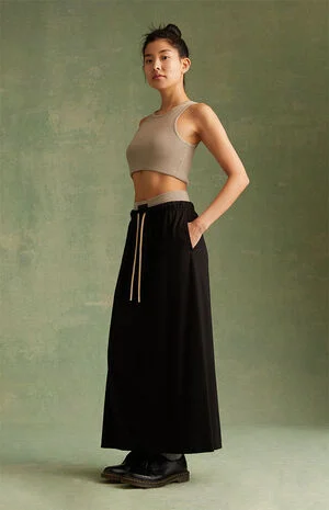 Women's Jet Black Maxi Skirt image number 6