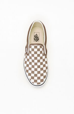 Khaki Checkerboard Slip-On Shoes image number 5