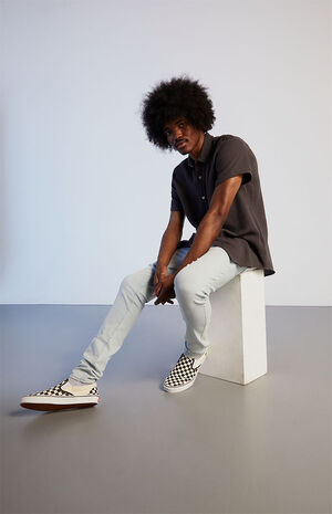 Light Indigo Stacked Skinny Jeans image number 4