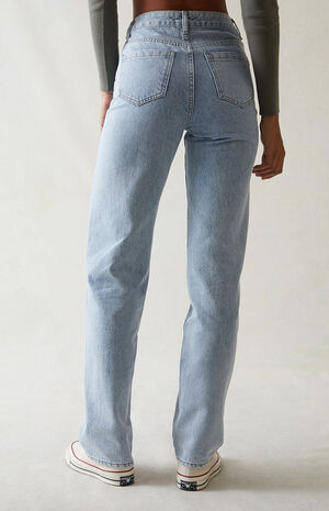 Light Indigo Asymmetrical '90s Boyfriend Jeans image number 5