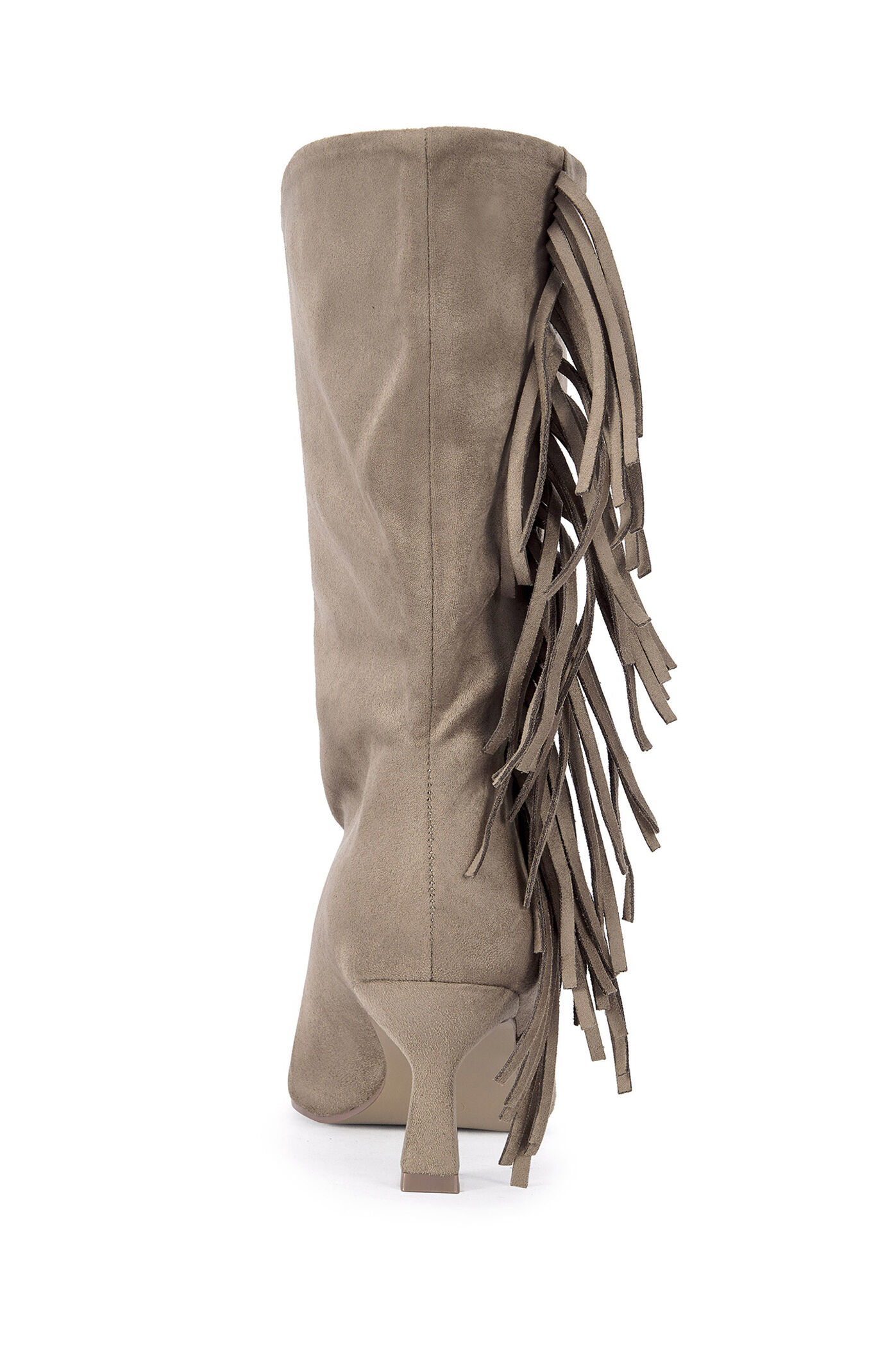 AZALEA WANG Women's Sariah Taupe Fringe Booties