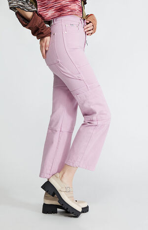 Pink High Waisted Combat Jeans image number 2