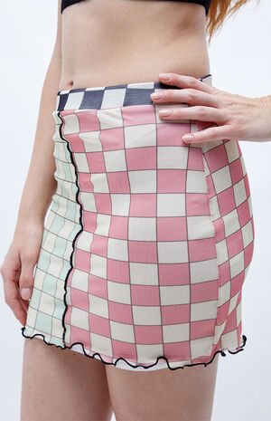 Mesh Checkered Mini Skirt image number 2