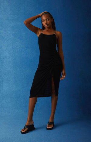 knee length dresses for ladies Ryan Baby Blue Collar Knit Midi Dress – Thomas and Rye main image 0
