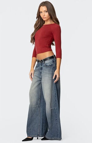 Mary Quarter Sleeve Wide Neck Top image number 3