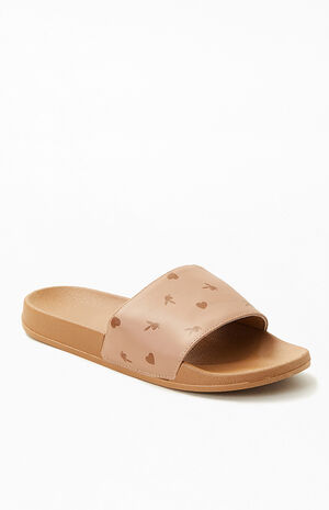 By PacSun Women's Brown AOP Bunny Slide Sandals image number 1