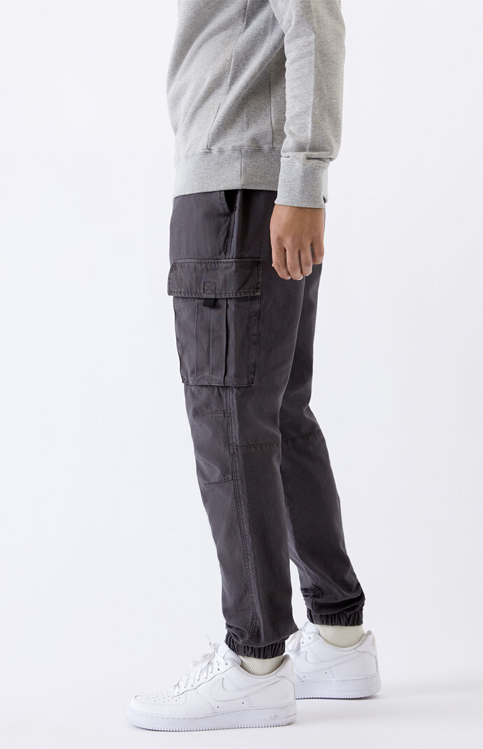 Washed Black Slim Cargo Jogger Pants