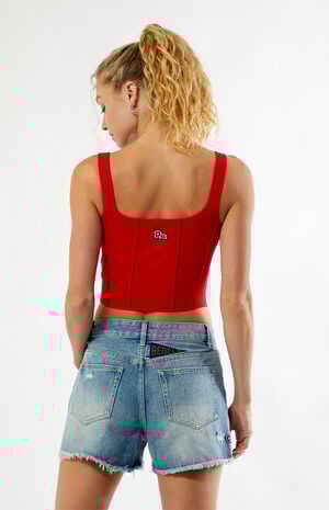 Mississippi Ole Miss High Waisted Relaxed Patched Denim Shorts image number 4