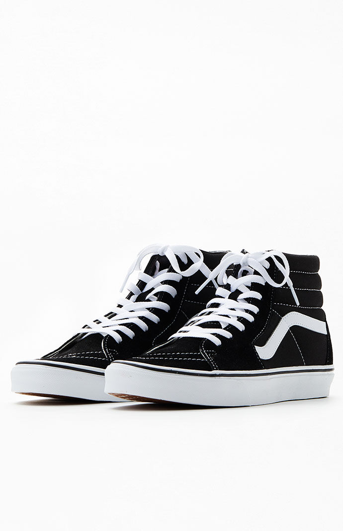 black and white sk8 hi vans