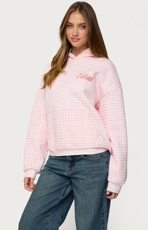 Edikted Gingham Oversized Hoodie image number 2