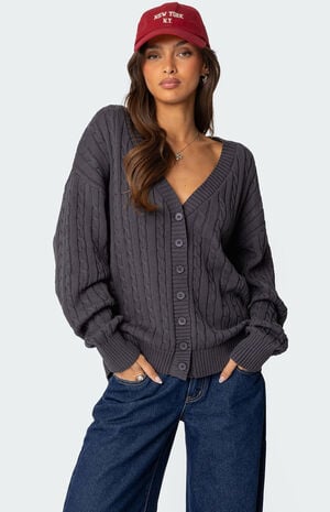 Francine Oversized V Neck Cardigan image number 1