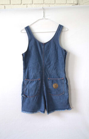Upcycled Sanforized Medium Blue Wash Short Overalls image number 2