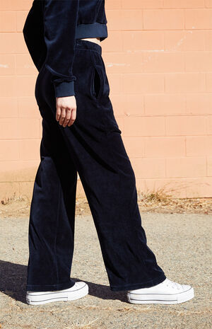 Navy Velour Anastasia Sweatpants image number 2