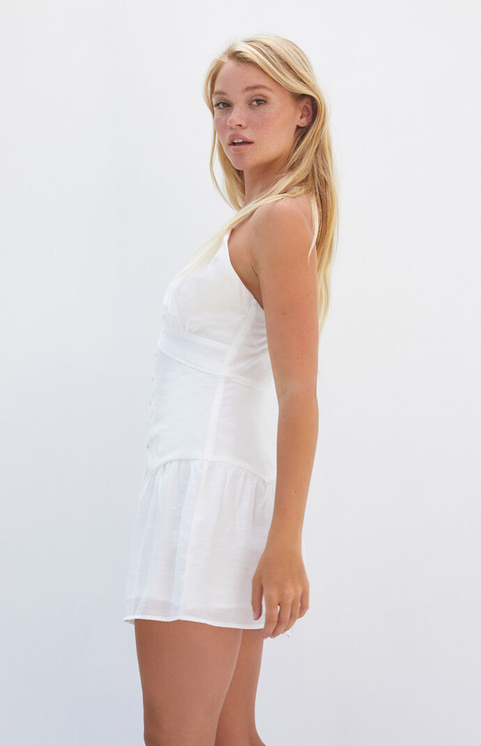 Dropped Waist Button Mini Dress