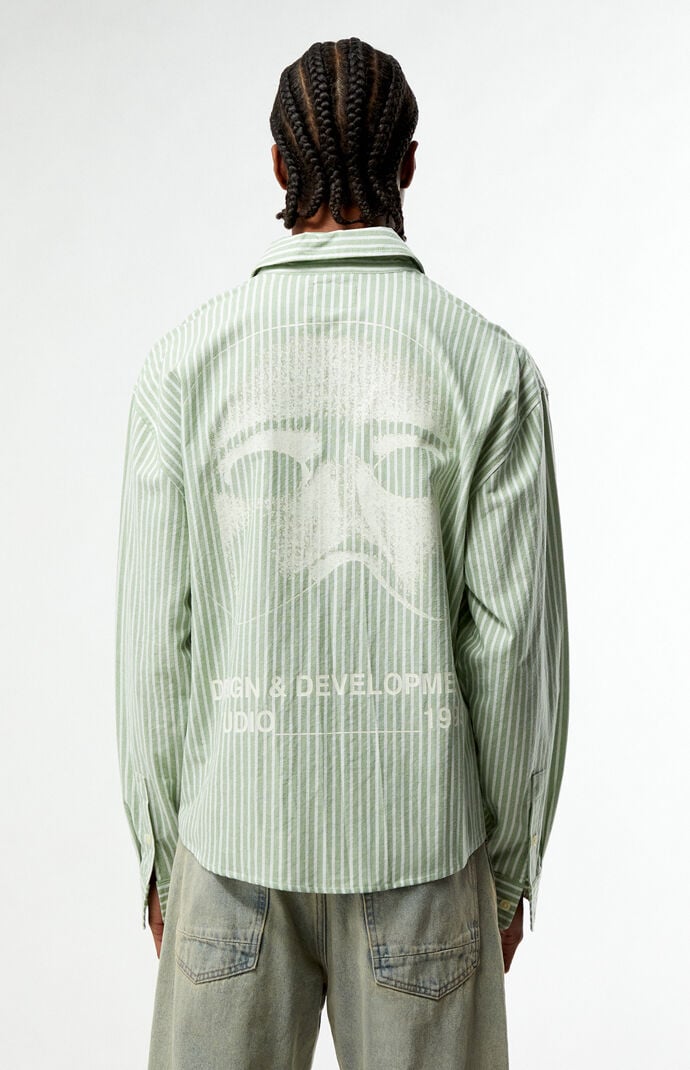 Pacsun Ghost Striped Woven Long Sleeve T-Shirt