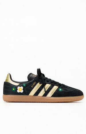 Women's Black & Gold Floral Samba OG Sneakers image number 1