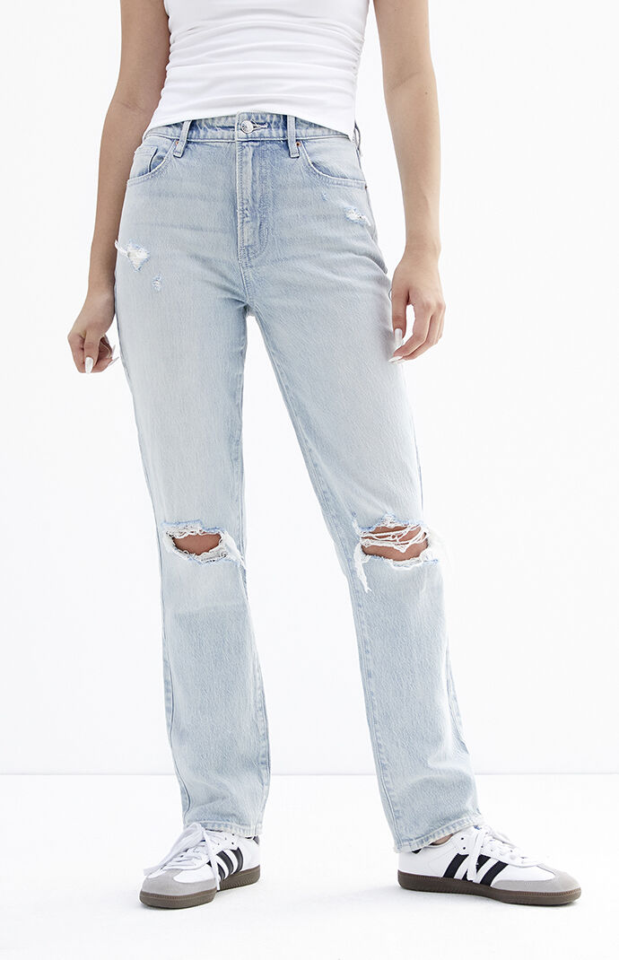 PacSun Eco Light Blue Distressed Dad Jeans PacSun