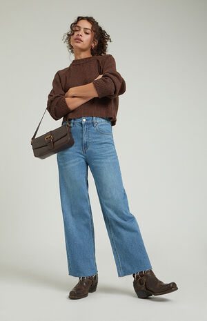 Nora Stretch Dark Indigo Cropped Wide Leg Jeans image number 4