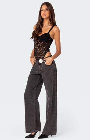 Lace & Satin Cupped Bodysuit image number 3