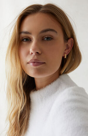 Ribbed Hoop Earrings image number 1