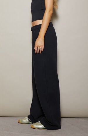 Black Ultra Soft Fleece Core Washed Baggy Sweatpants image number 4