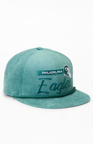 Green Philadelphia Eagles 9FIFTY Corduroy Rope Trim Snapback Hat image number 1
