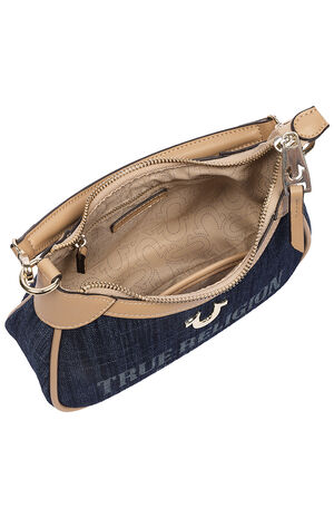 Blair Dark Denim and Faux Leather Shoulder Bag image number 8