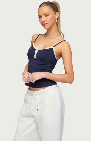 Olezka Contrast Lacey Tank Top image number 2