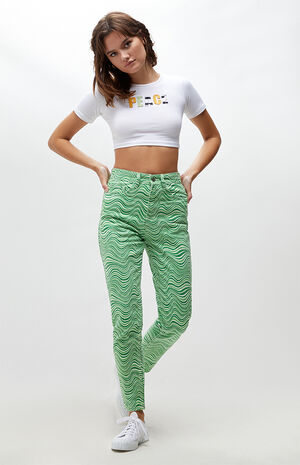 Green Wavy Mom Jeans image number 4
