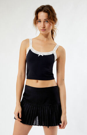 Black Micro Pleated Mini Skirt image number 2