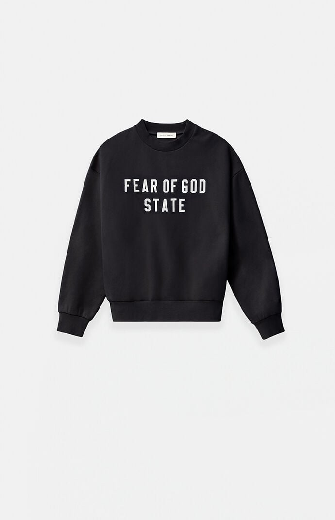 Fear of God ESSENTIALS Kids Jet Black '90s Fit Fleece Crew Neck Sweatshirt