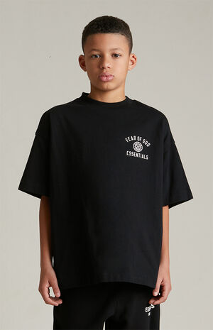 Kids Black University Crew Neck T-Shirt image number 2