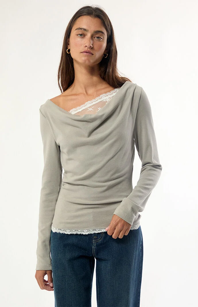 Daisy Street Layered Lace Long Sleeve Top
