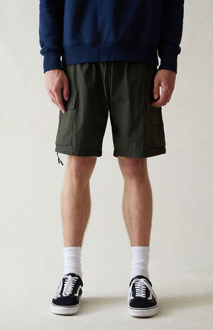 Canvas Green Baggy Zip Off Cargo Pants image number 5