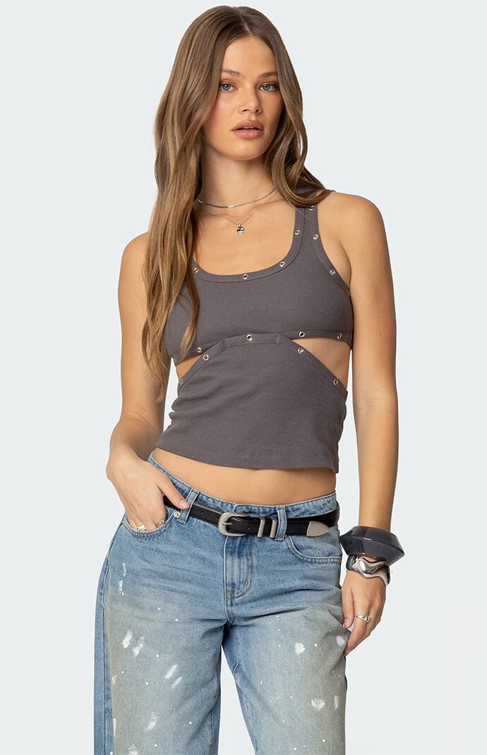 Edikted Imogen Cut Out Ribbed Tank Top