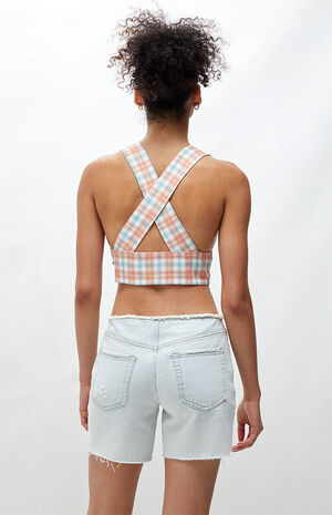 Plaid Crossover Back Tank Top image number 4