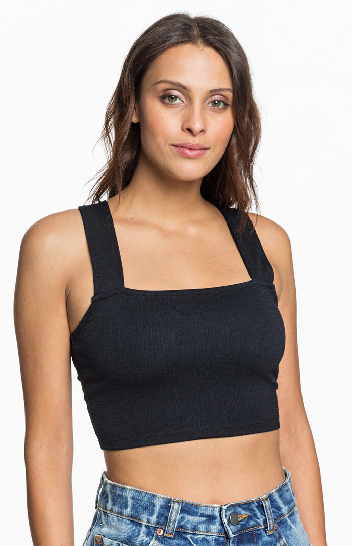 Black Good Sunday Cropped Tank Top