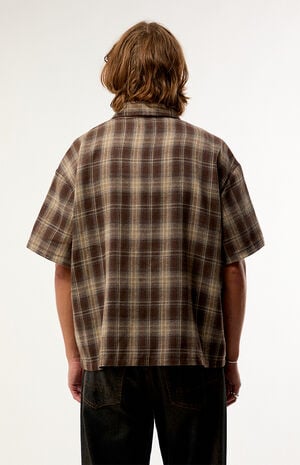 Brown Plaid Woven Flannel Shirt image number 4