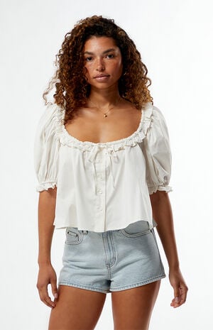 Puff Sleeve Button Up Top image number 1