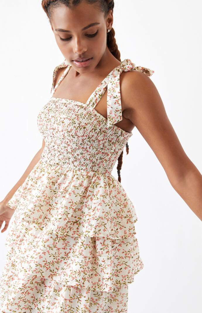 Smocked Frill Mini Dress