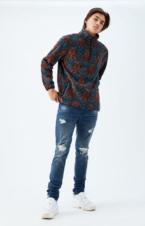 Dark Ripped Stacked Skinny Jeans image number 2