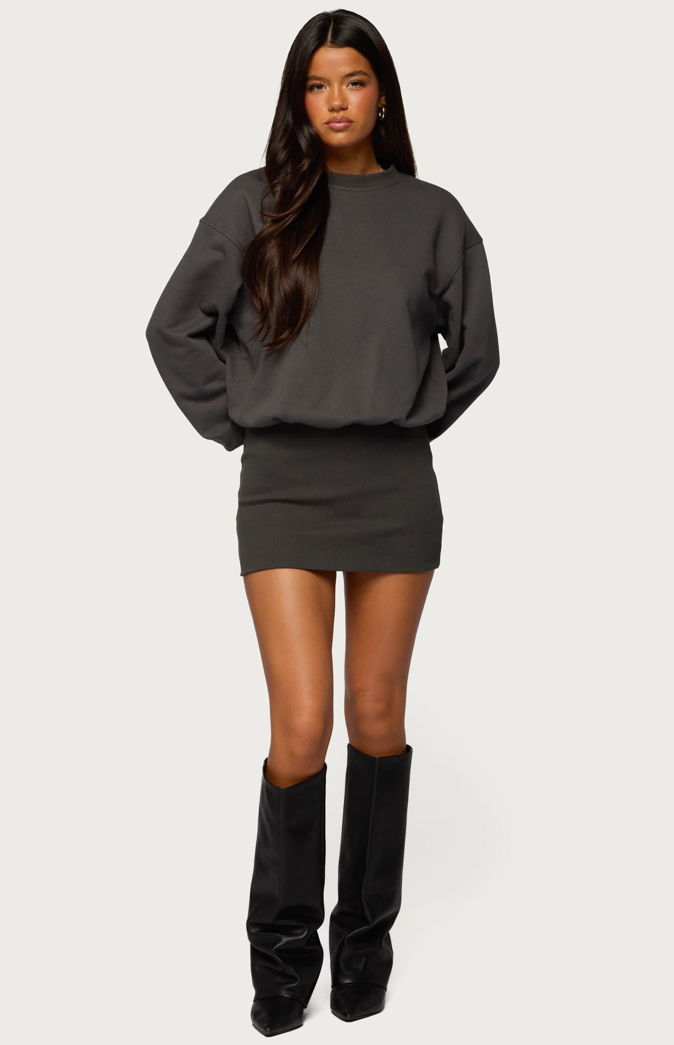 Edikted Jannah Sweatshirt Mini Dress
