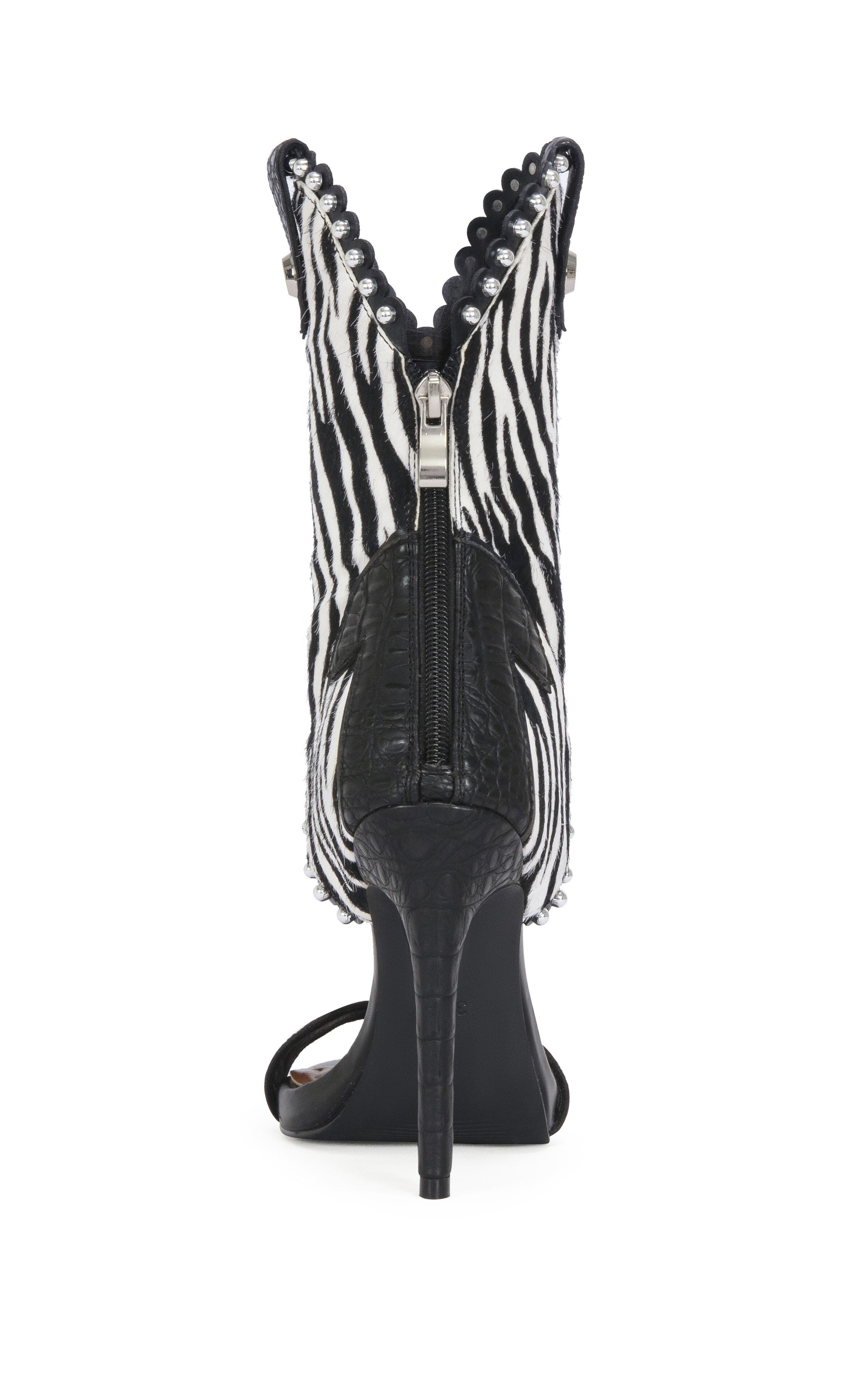 AZALEA WANG Women's Tahlie Zebra Stiletto Sandal Booties