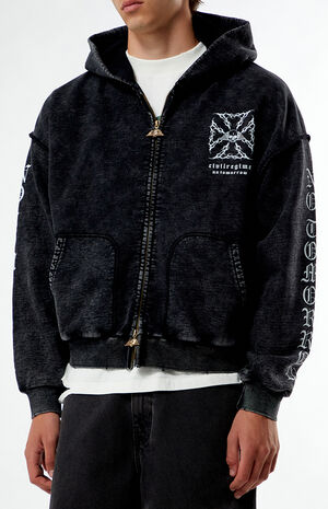 x Civil Active Iron Skull Full Zip Cropped Hoodie image number 5